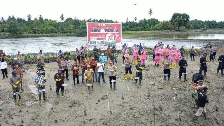 Kapolres Aceh Timur Lakukan Tanam Serentak 77 Ribu Pohon Mangrove Agustus 23, 2022