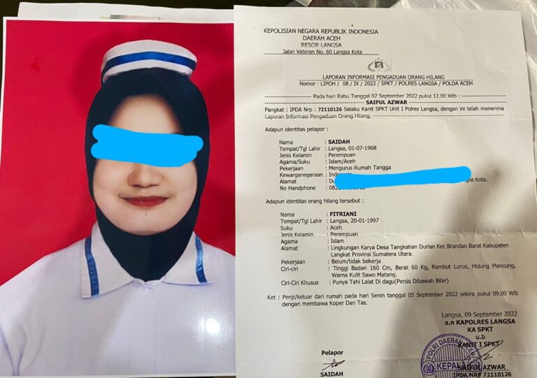 Sempat Dilaporkan Hilang, Gadis Asal Langsa Ditemukan di Deli Serdang Oktober 11, 2022