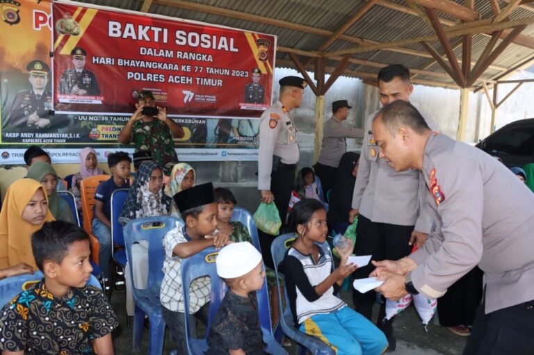 Jelang Hari Bhayangkara ke-77, Polres Aceh Timur Santuni Anak Yatim Juni 22, 2023