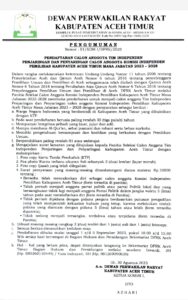 Komisi l DPRK Aceh Timur Buka Pendaftaran Calon Pansel Anggota KIP Periode 2023 - 2028 Agustus 30, 2023