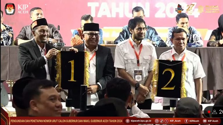 Penarikan Nomor Urut, Paslon Bustami - Fadhil Rahmi 01 Mualem - Dek Fad 02 September 23, 2024